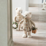 Bear Boy & Girl Plush Decor Figurines – Ecru/Beige (Set of 2)