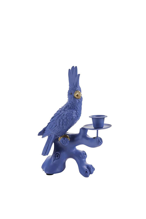 Blue Parrot Candleholder, 16cm