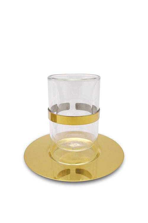 Circle Tea Glass & Saucer, Gold, Set of 6