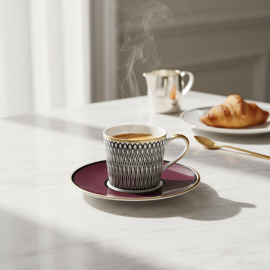 Burgundy Espresso Cup & Saucer – 9cl