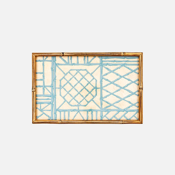 Bamboo Screen Robin's Egg Bamboo Edge Lacquer Vanity Tray