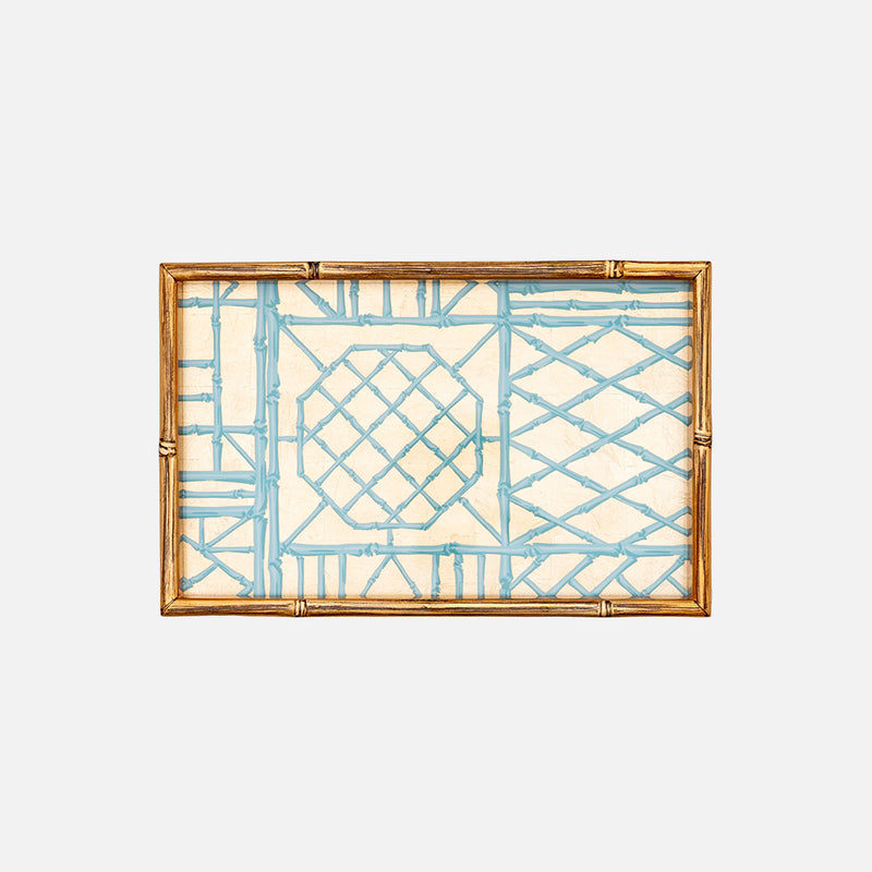 Bamboo Screen Robin's Egg Bamboo Edge Lacquer Vanity Tray