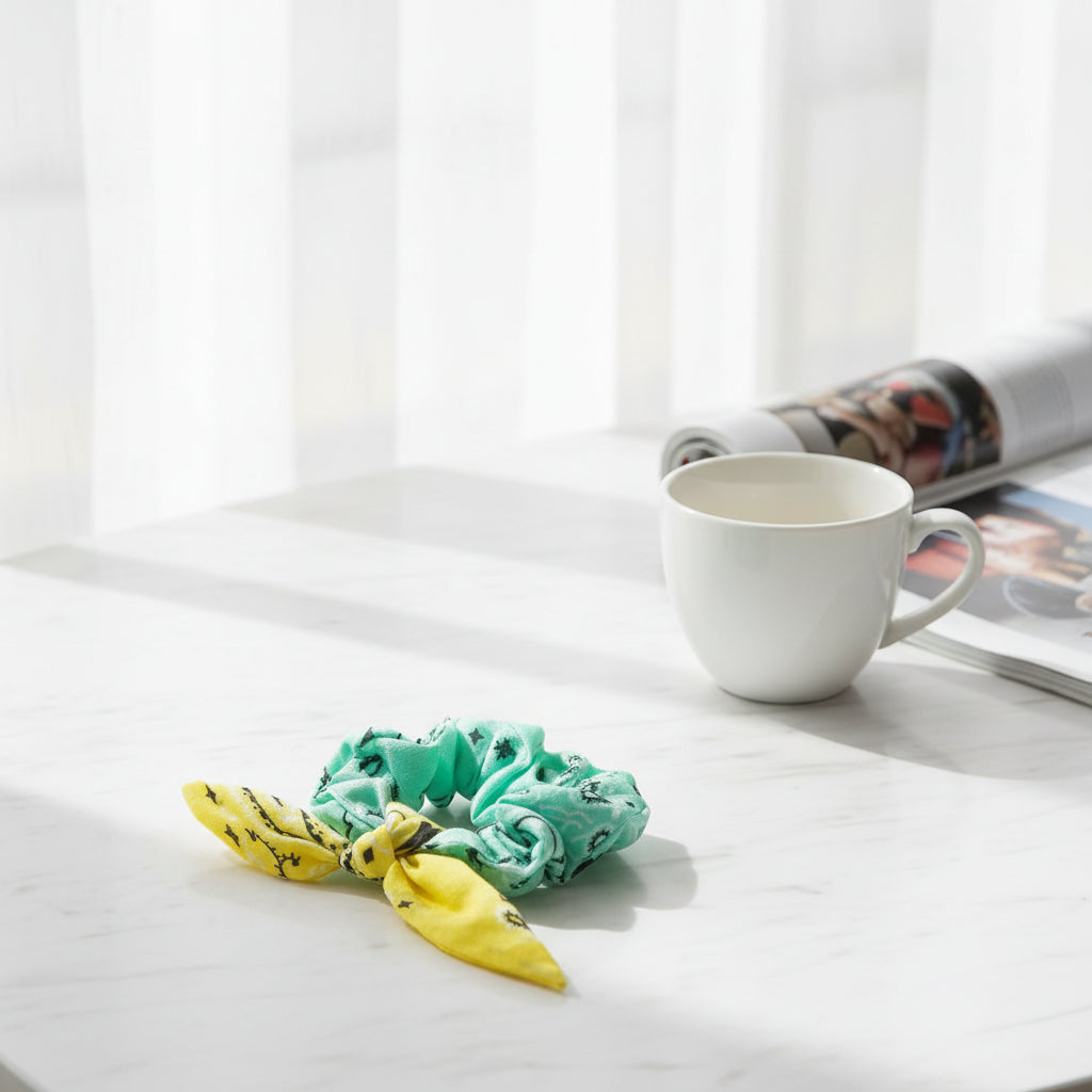 Call It Chouchou Mint/Pale Yellow Hair Scrunchie