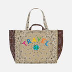 Call It Tds - Maxi Cabas Matelassé - Travel/ Mapmonde Beige / Marron Tote Bag