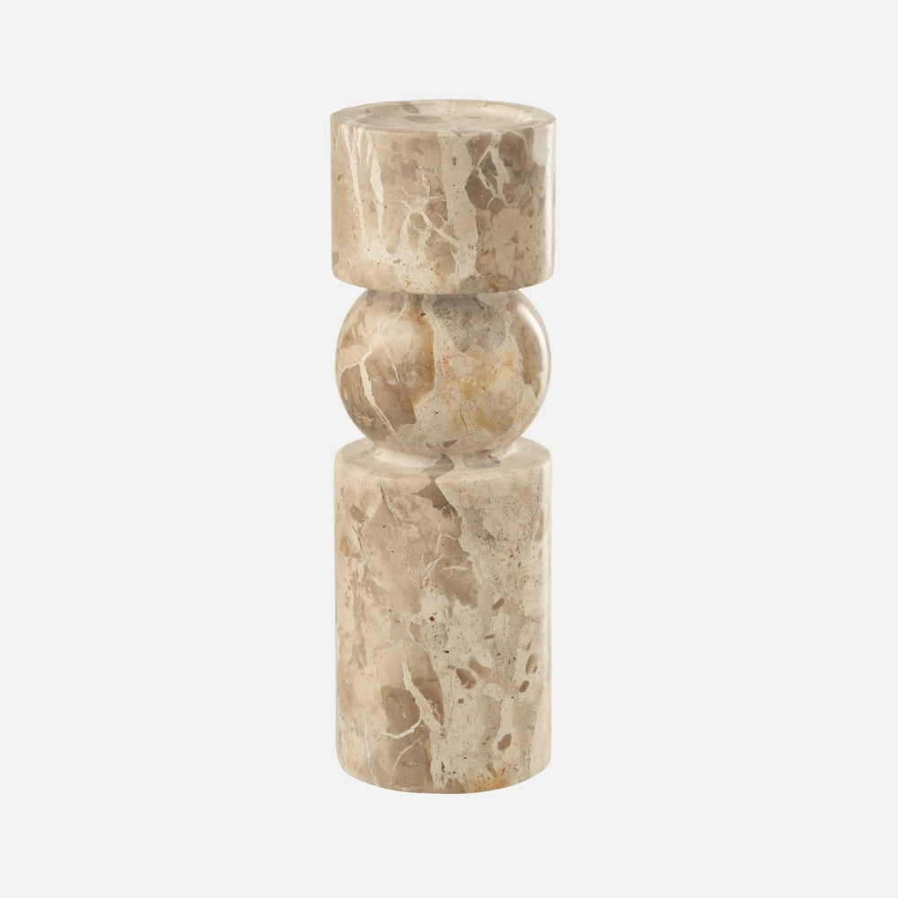 Candle Holder Marble Beige – Large Stone Pillar Holder
