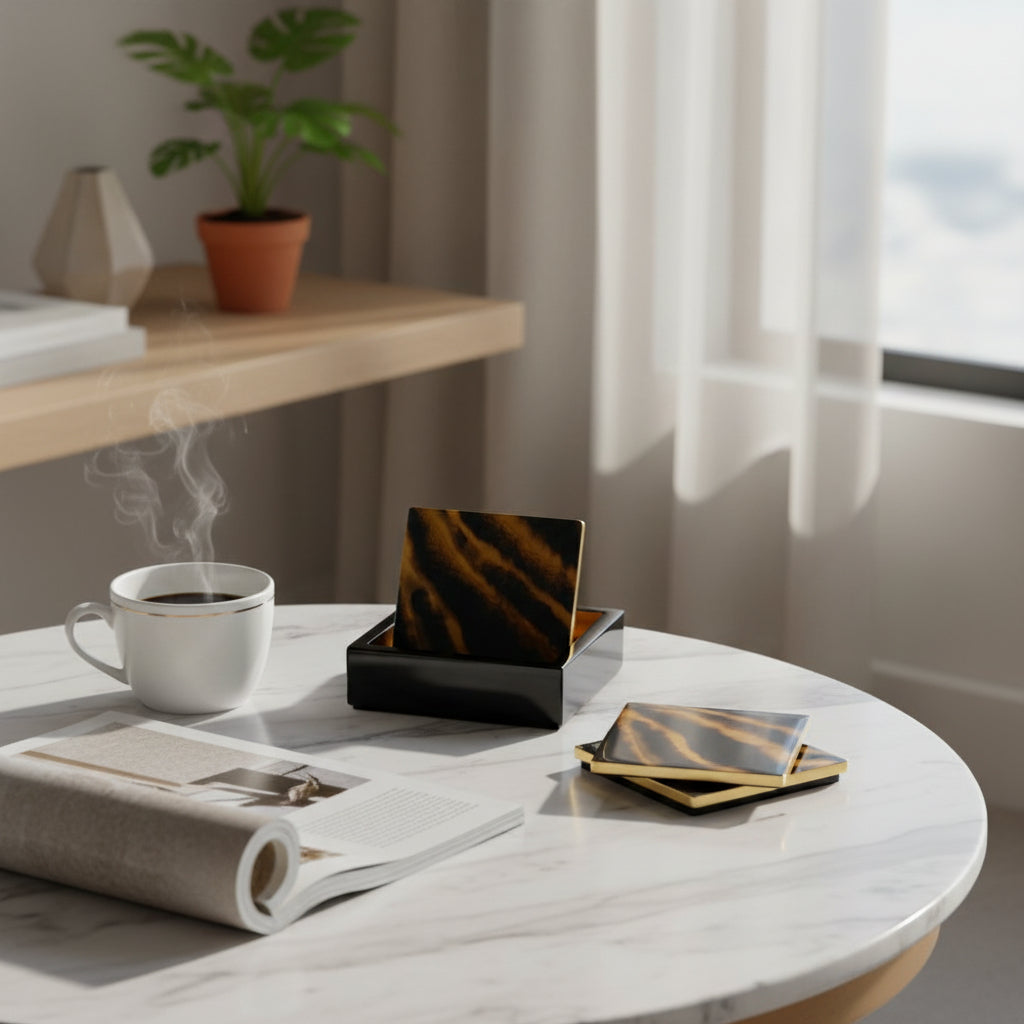 Caspari Lacquer coaster set-Go wild