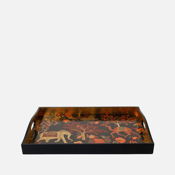 Lacquer Rectangular Tray in “Le Jardin de Mysore” Design