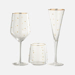 Gold Dotted Champagne Glass – Elegant Transparent Flute