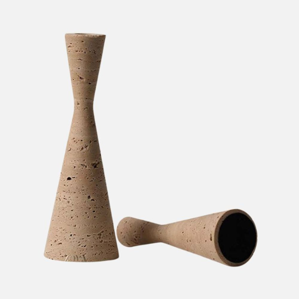 Conical Travertine Candle Holder (Set of 2)