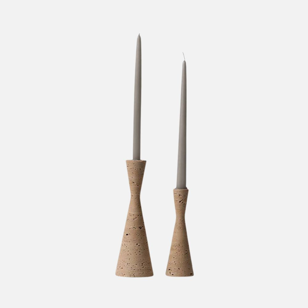 Conical Travertine Candle Holder (Set of 2)
