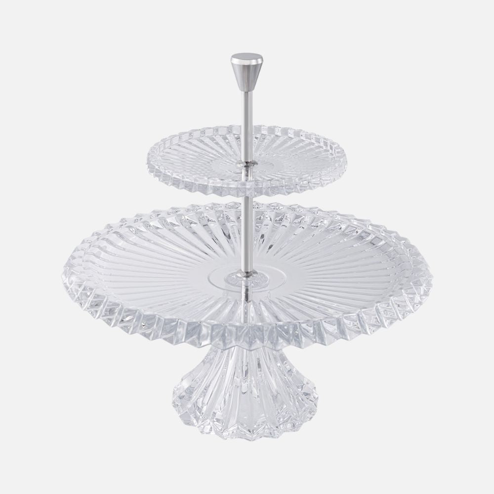 Crown Jewel 2-Tier Crystal Etagere Stand – Clear