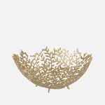 Large Gold Leaf Decorative Bowl – Aluminum Centerpiece Dish