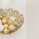 Large Gold Leaf Decorative Bowl – Aluminum Centerpiece Dish