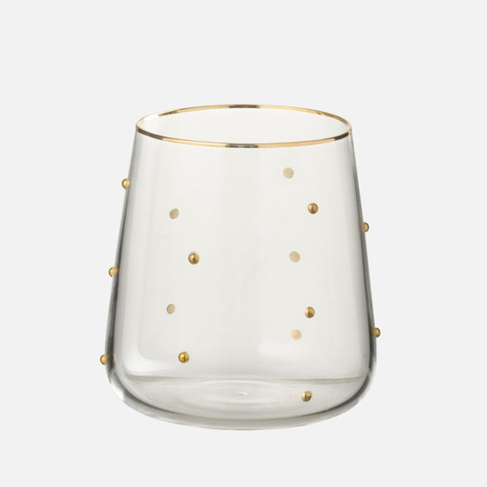 Gold Dotted Transparent Drinking Glass 420ml