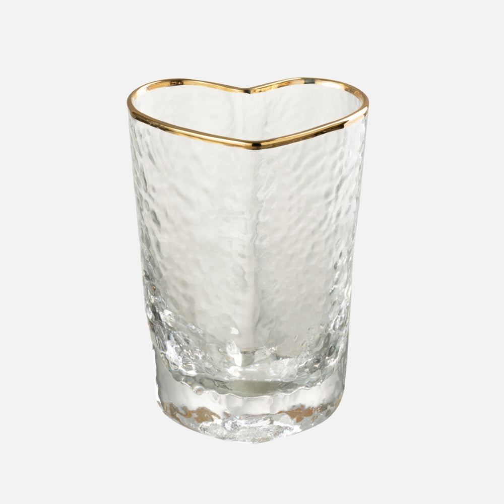 Heart Drinking Glass – Gold & Transparent