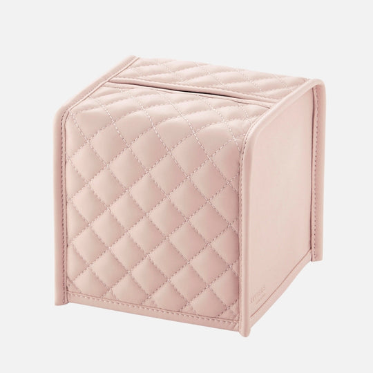 Elba Quilted Diamonds Leather Tissue Holder - Blush Pink