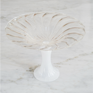 Fruit Bowl - Glass - White & Clear