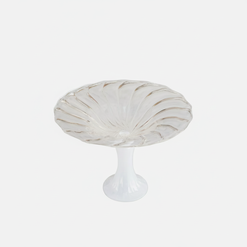 Fruit Bowl - Glass - White & Clear