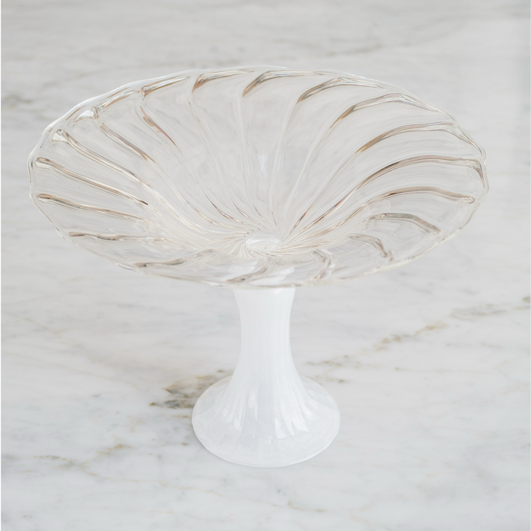Fruit Bowl - Glass - White & Clear