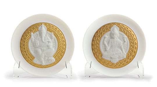 Goddess Lakshmi and Lord Ganesha Decorative Plates Set