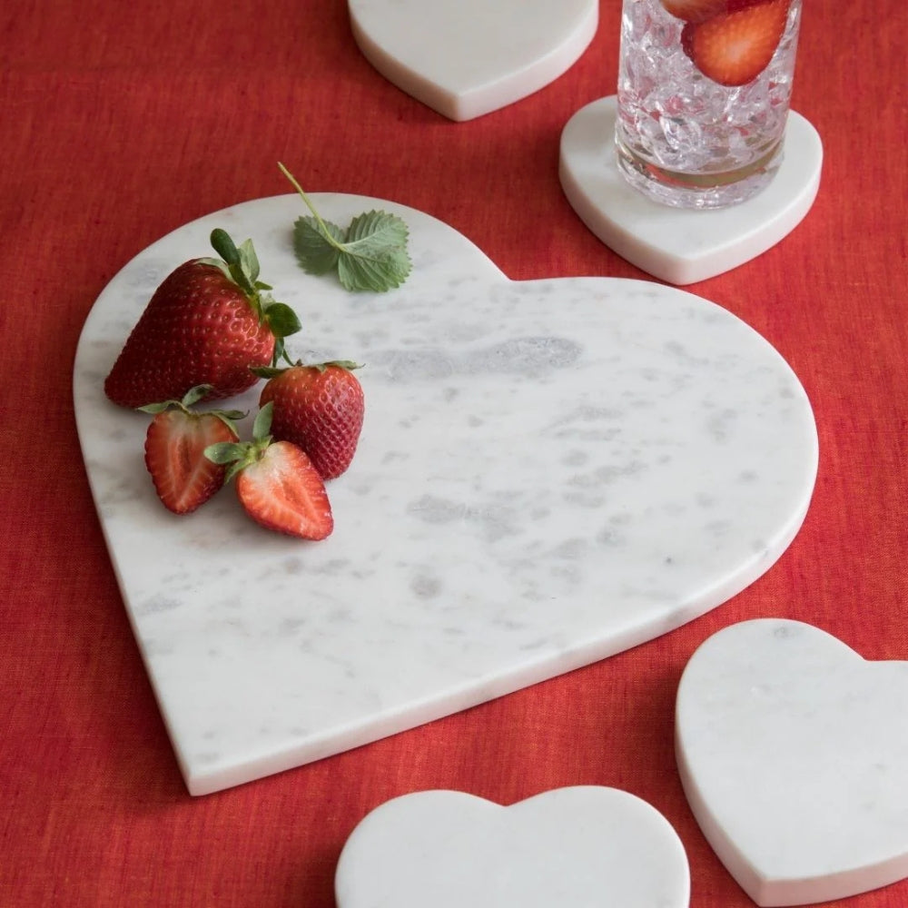Heart Serving Board Handcrafted – White Marble