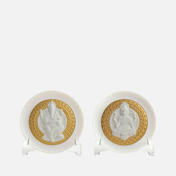 Goddess Lakshmi and Lord Ganesha Decorative Plates Set