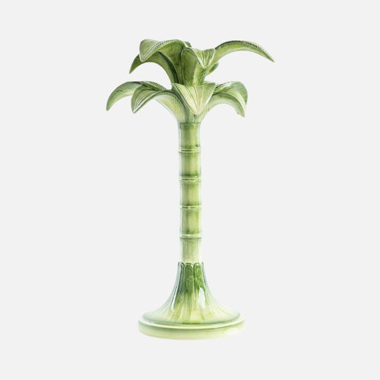 Green Palm Hand-Painted Ceramic Candelabra – 35 cm
