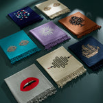 Snake Embellished Throw - White Merino Wool with Beaded Serpents