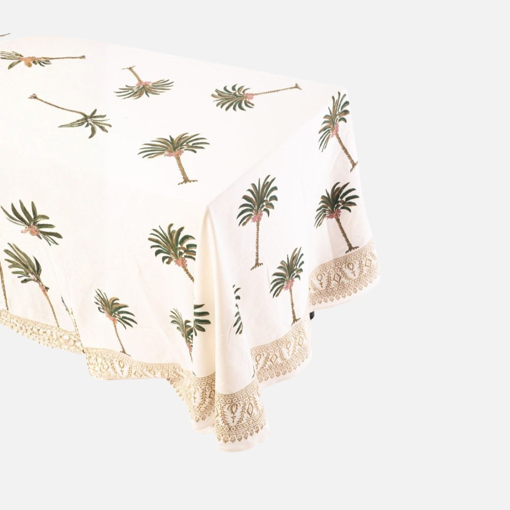 Hand-Printed Cotton Tablecloth