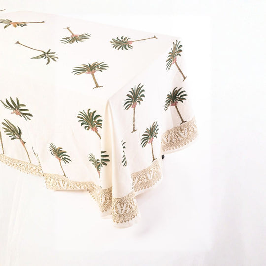 Hand-Printed Cotton Tablecloth