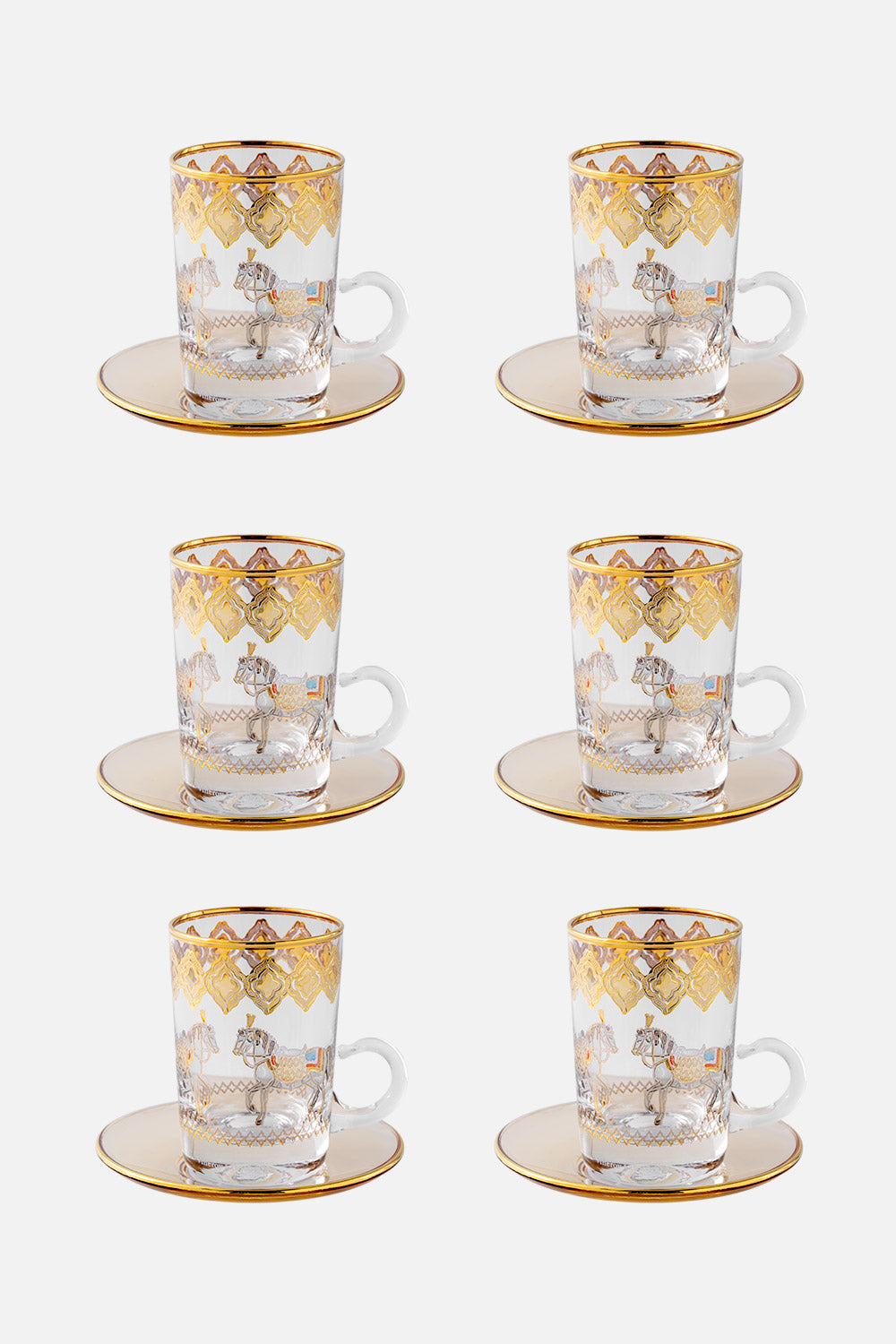 Horse Amber S/6 Tea Cup w/Saucer 120mL for Home