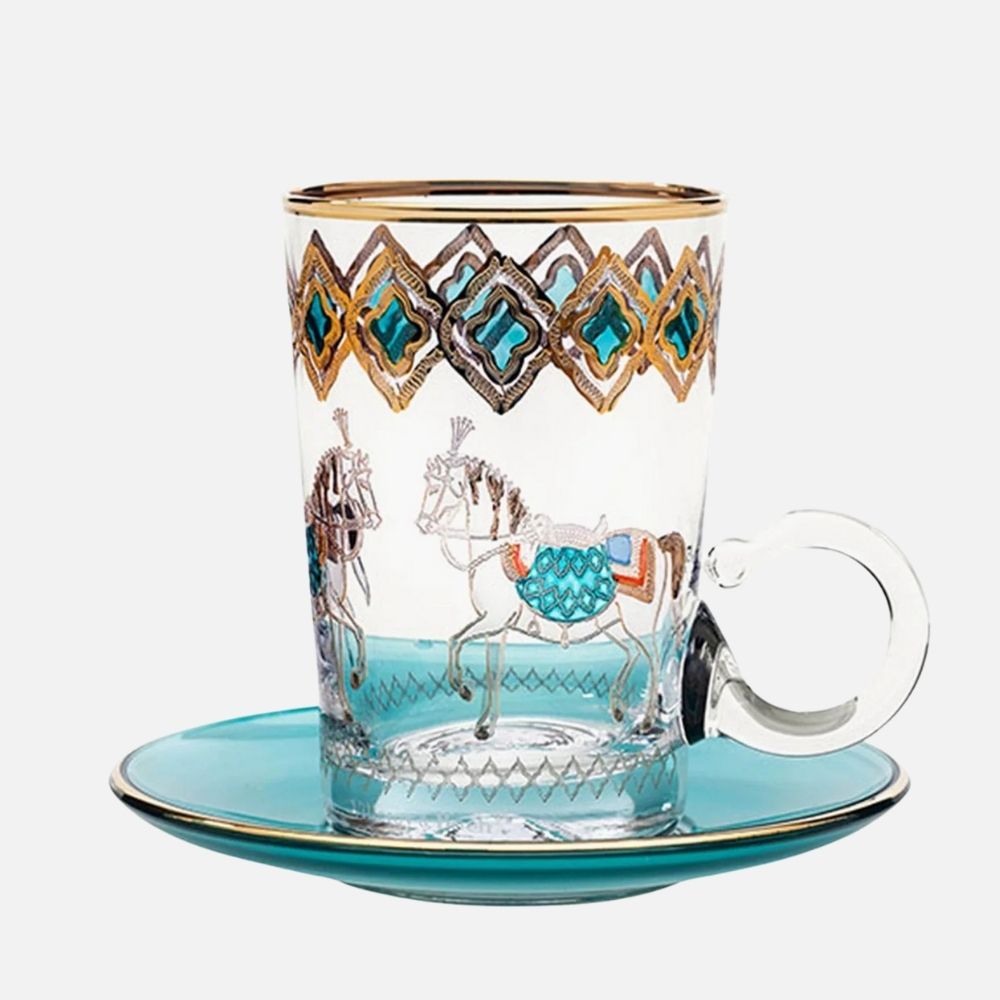 Horse Tiffany Tea Cup Set – 6 Pcs with Saucers  120 ml