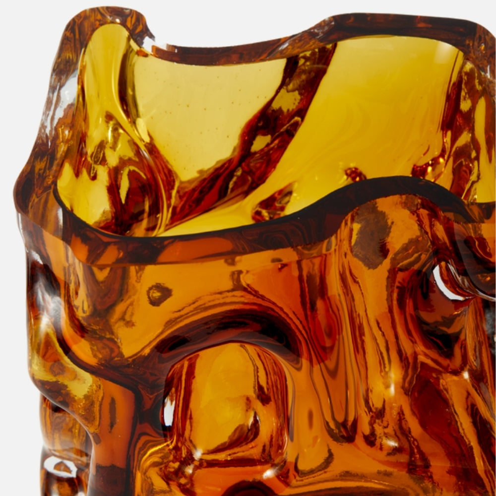 Ice Vase Ochre – Glass Art Piece