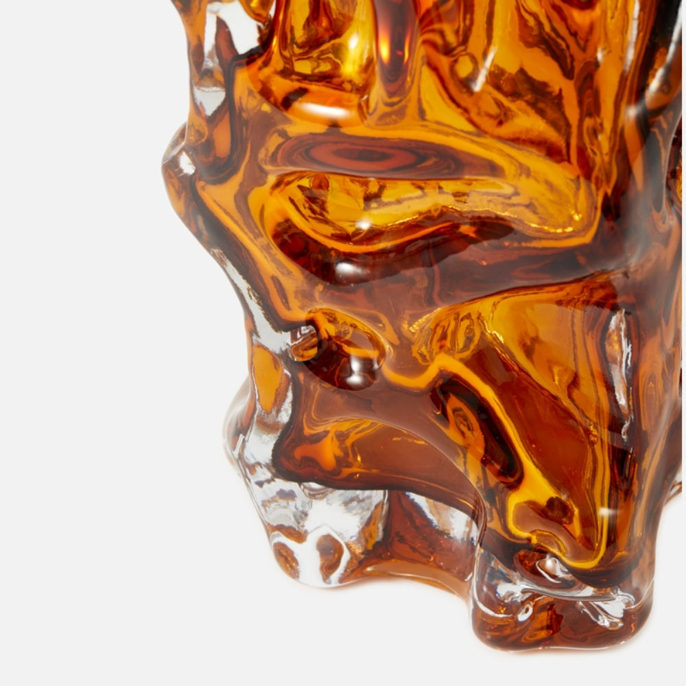 Ice Vase Ochre – Glass Art Piece