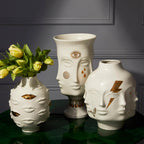 Gilded Gala Round Vase - Gold Porcelain Art Piece