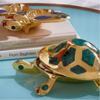 Brass Turtle Box with Malachite Inlay – Decorative Storage Accent
