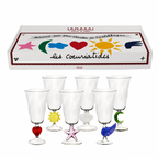 Waww La Table Cœuriatides champagne flutes by Jean-Charles de Castelbajac, boxed set of six, styled on a table setting