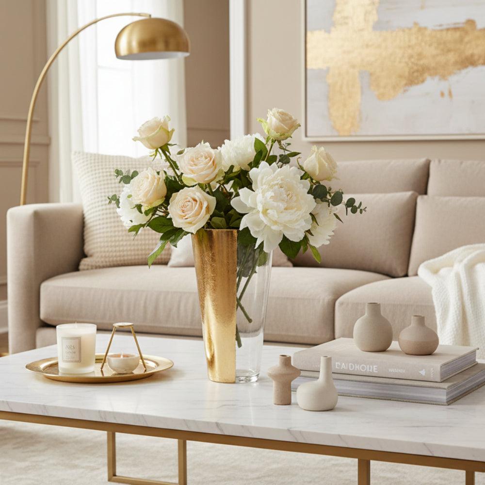 Moa Glass Decorative Vase – Transparent & Gold