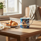 Druggist Mug Set – Blue Porcelain with Gold Accents (Set of 4)