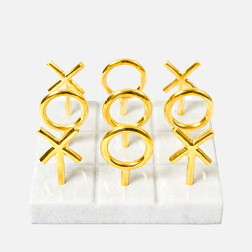 Brass Tic-Tac-Toe Set - Marble Base