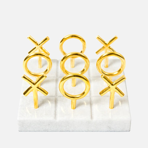 Brass Tic-Tac-Toe Set - Marble Base