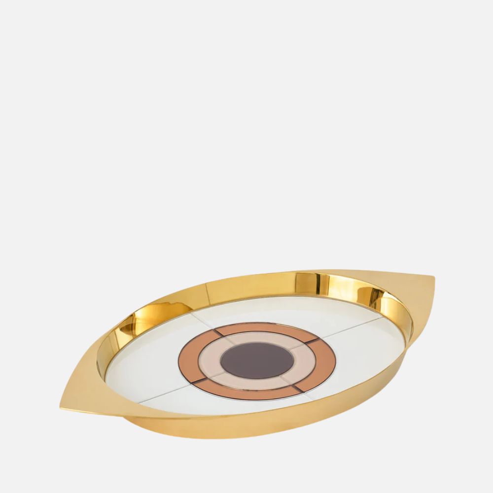 Chambeige Eye Tray – Brass & Mirrored Glass Decorative Tray