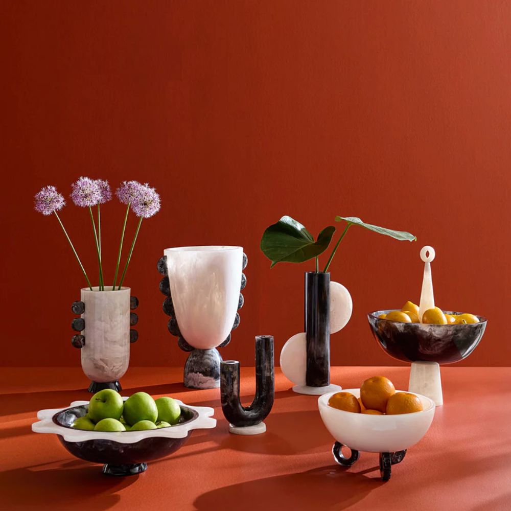 Como Black & White Ripple Bowl - Hand-Poured Marbleized Acrylic