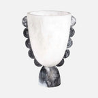 Como Black & White Scalloped Urn - Hand-Poured Marbleized Acrylic