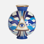 Druggist Eye Vase - Blue & Gold Porcelain Decorative Art Vase