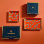 Eden Rectangular Tray - Poppy Orange Porcelain with Gold Accents