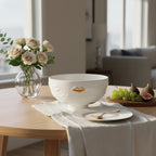 Gilded Gala Bowl – High-Fired Porcelain with Gold Accents