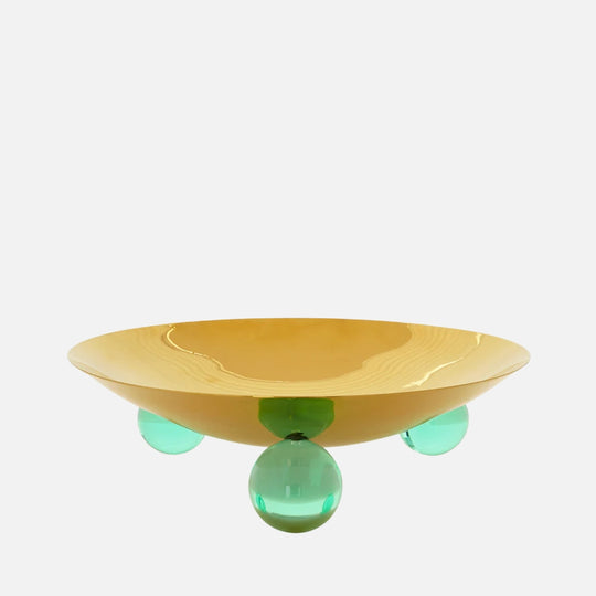Globo Tripod Decorative Bowl – Brass & Acrylic Centerpiece