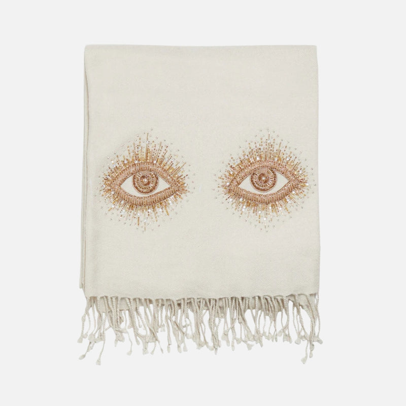 Muse Eyes Embellished Merino Wool Throw