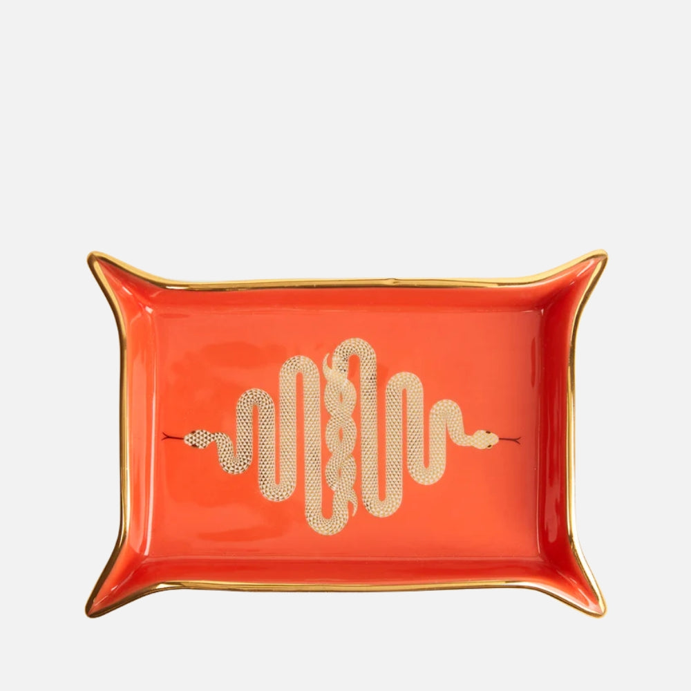 Snake Valet Tray - Porcelain with Gold Accents